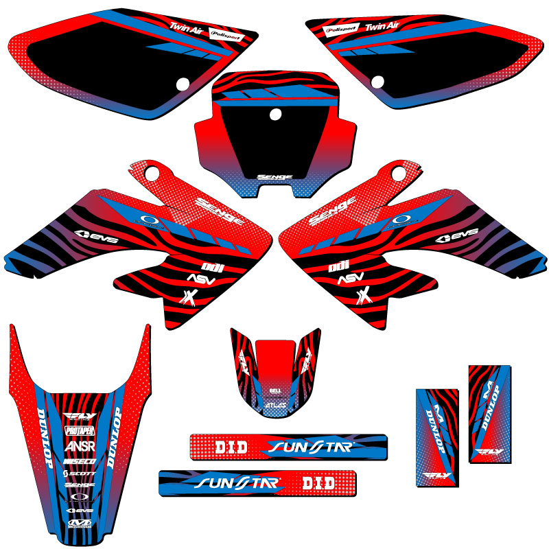 2004-2010 CRF 80 TIGRE Red Senge Graphics Kit Compatible with Honda - Picture 5 of 10
