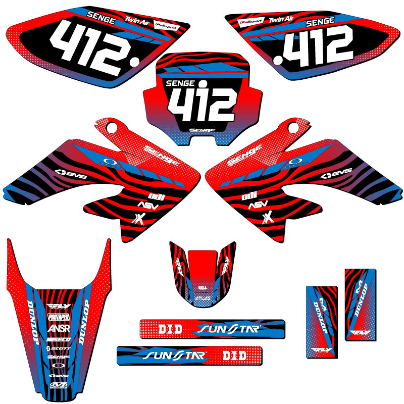 2004-2010 CRF 80 TIGRE Red Senge Graphics Kit Compatible with Honda - Picture 8 of 10