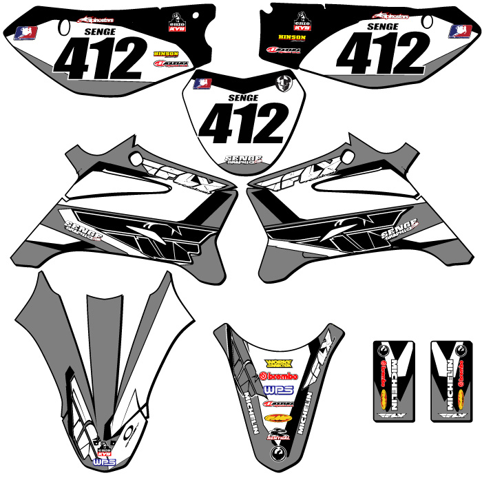 Kit de gráficos Senge gris 2008-2022 TTR 110 13 FLY compatible con Yamaha - Imagen 8 de 10