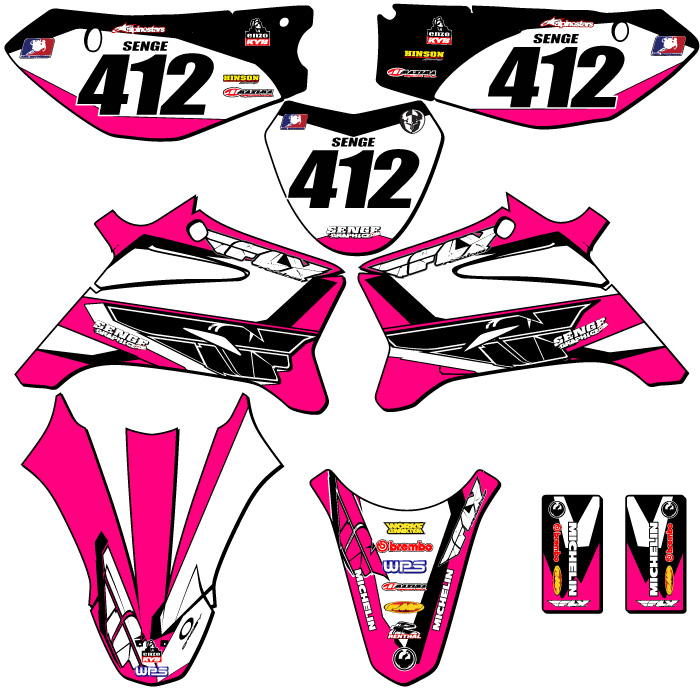 Fly Racing Ttr Graphics 2008-2022 TTR 110 13 FLY Pink Senge Graphics Kit Compatible with Yamaha ...