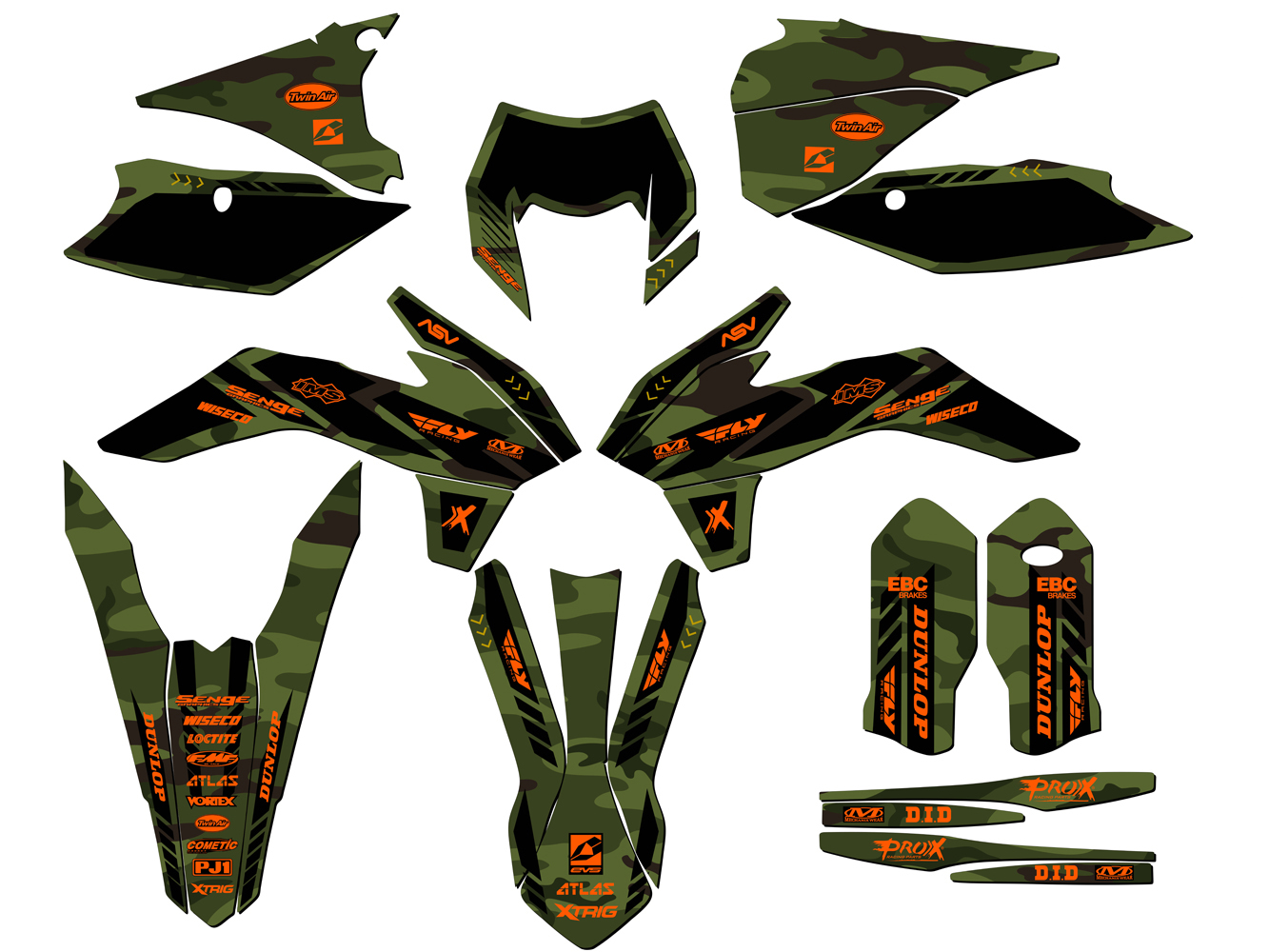 XCF-W APACHE 2016 Green Senge kit de gráficos compatible con KTM - Imagen 5 de 10