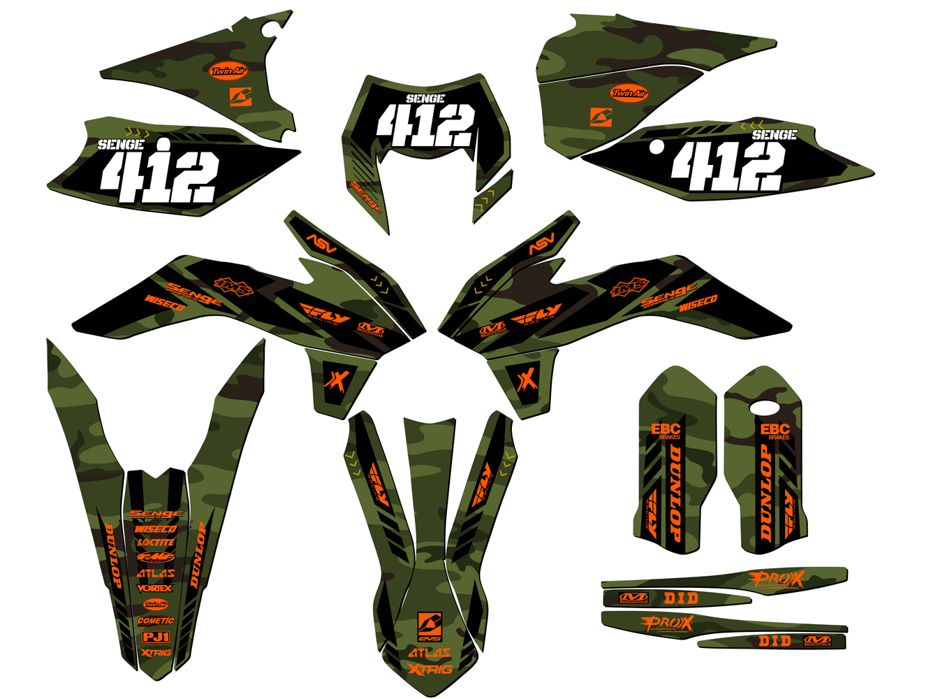 XCF-W APACHE 2016 Green Senge kit de gráficos compatible con KTM - Imagen 8 de 10