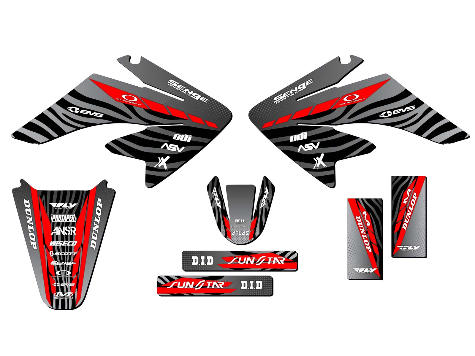 2004-2013 CRF 70 TIGRE Black Senge Graphics Kit Compatible with Honda - Picture 2 of 10