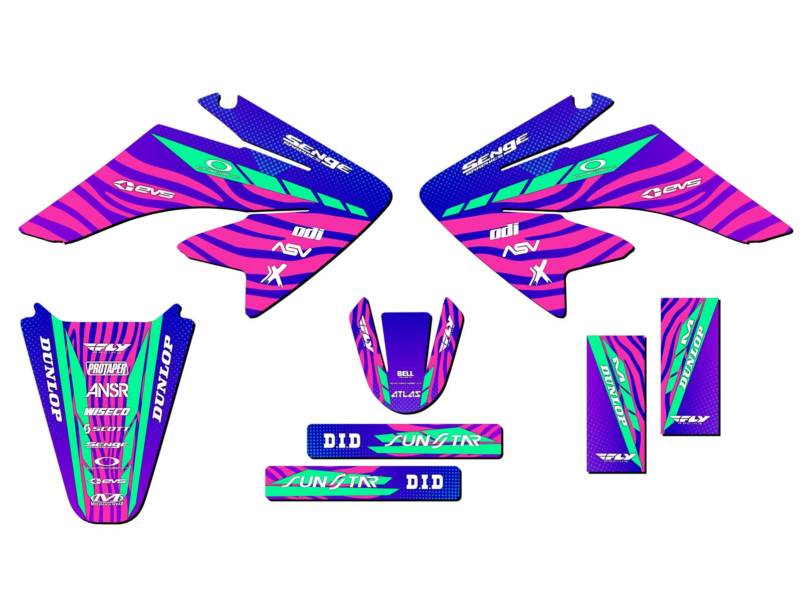 2004-2013 CRF 70 TIGRE Pink Senge Graphics Kit Compatible with Honda - Picture 2 of 10