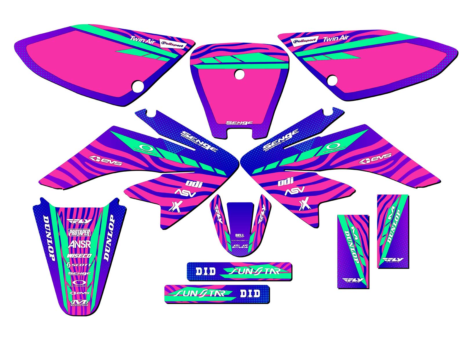 2004-2013 CRF 70 TIGRE Pink Senge Graphics Kit Compatible with Honda - Picture 5 of 10