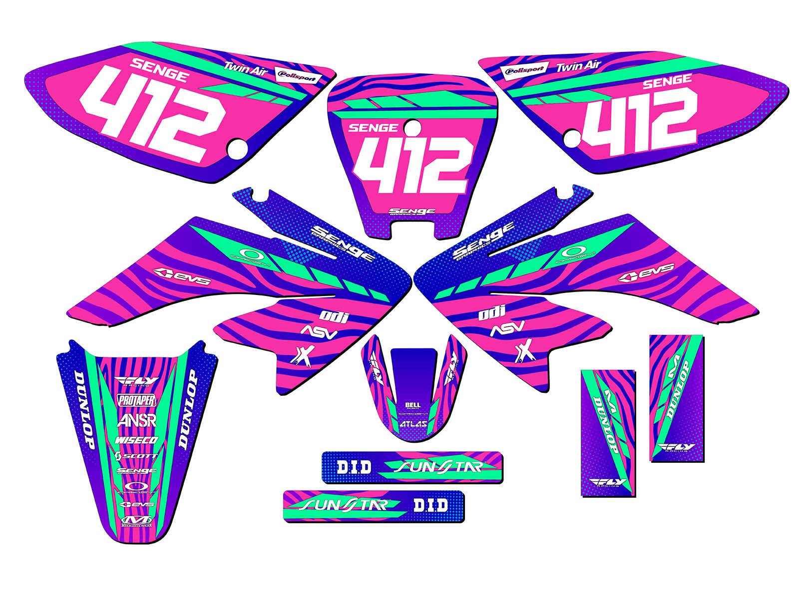 2004-2013 CRF 70 TIGRE Pink Senge Graphics Kit Compatible with Honda - Picture 8 of 10
