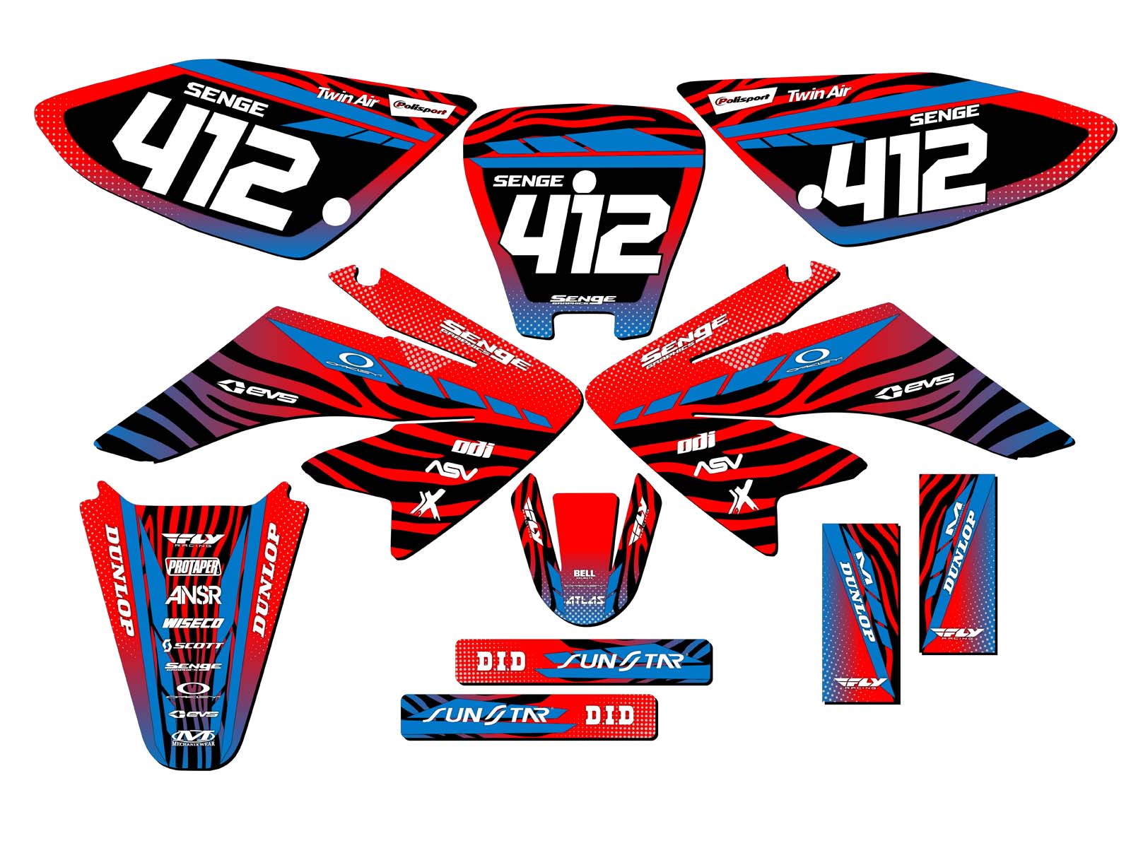 2004-2013 CRF 70 TIGRE Red Senge Graphics Kit Compatible with Honda - Picture 8 of 10