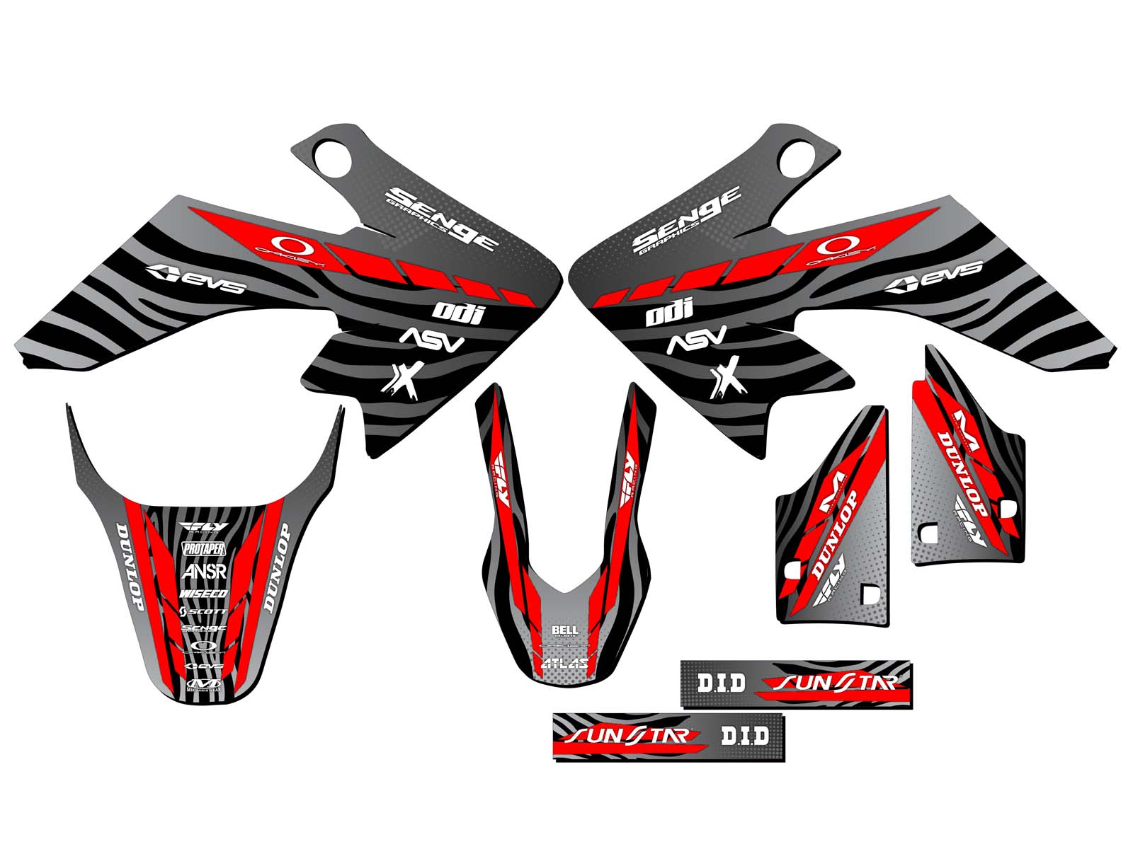 2013-2023 CRF 50 TIGRE Black Senge Graphics Kit Compatible with Honda - Picture 2 of 10