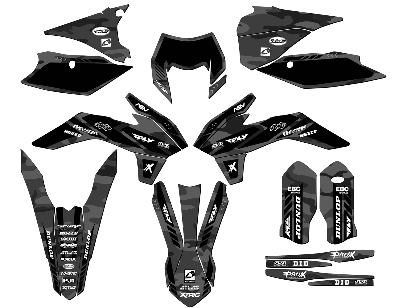 XCF-W APACHE 2016 gris Senge kit de gráficos compatible con KTM - Imagen 5 de 10
