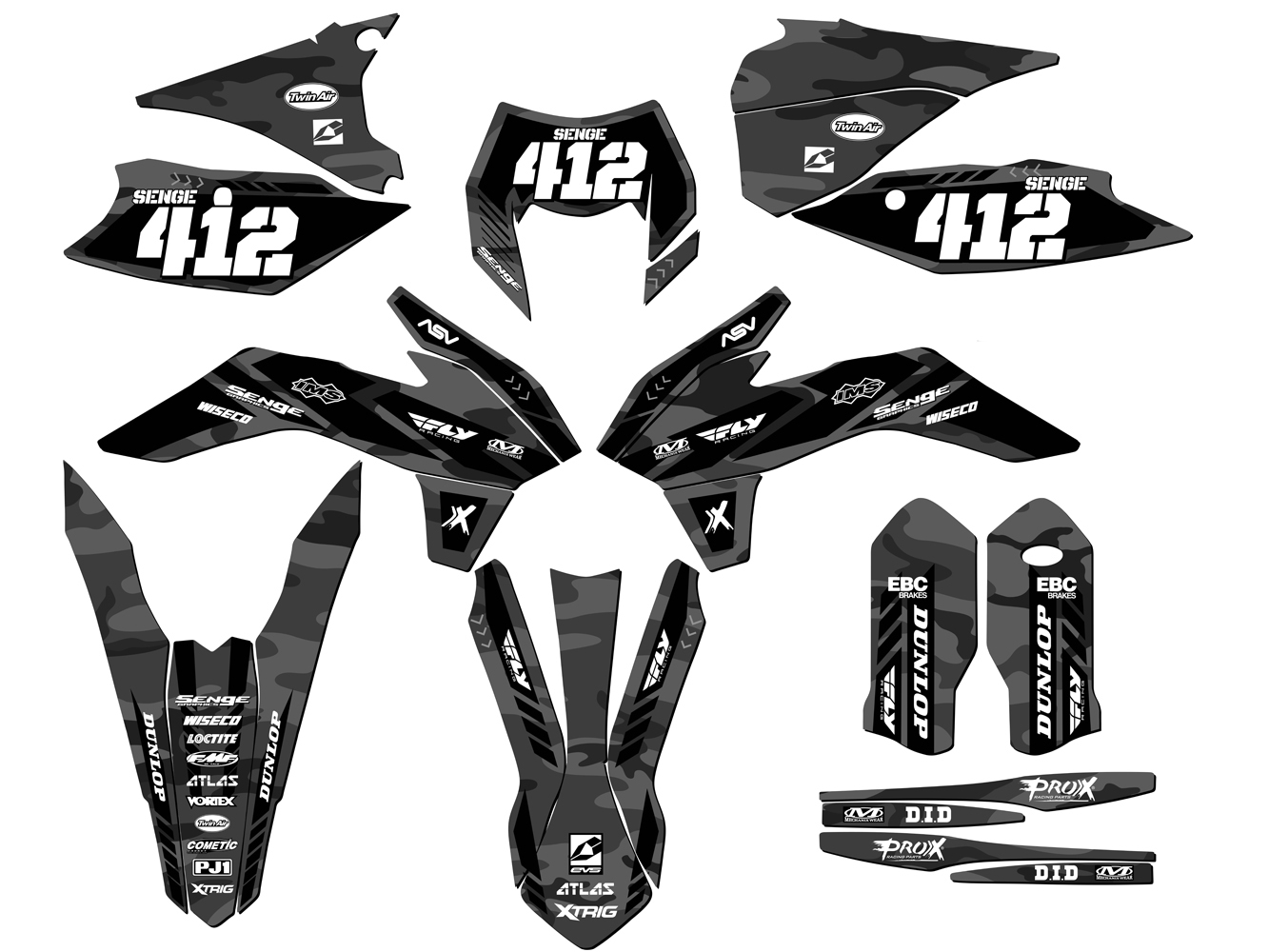 XCF-W APACHE 2016 gris Senge kit de gráficos compatible con KTM - Imagen 8 de 10