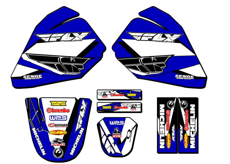 All Years PW 80 13 FLY Blue Senge Graphics Kit Compatible with Yamaha - Picture 2 of 10