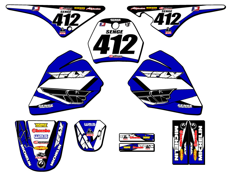 All Years PW 80 13 FLY Blue Senge Graphics Kit Compatible with Yamaha - Picture 8 of 10