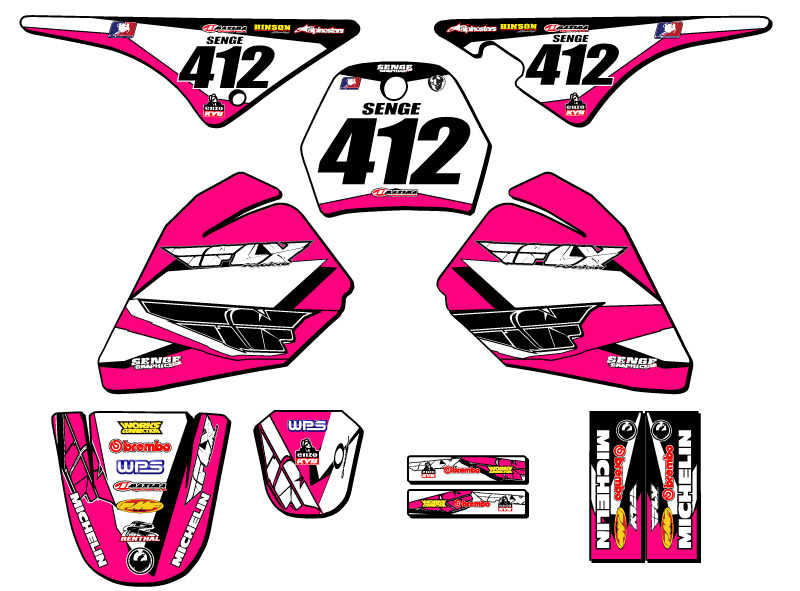 All Years PW 80 13 FLY Pink Senge Graphics Kit Compatible with Yamaha - Picture 8 of 10