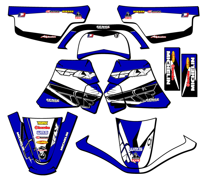 1990-2023 PW 50 13 FLY Blue Senge Graphics Kit Compatible with Yamaha