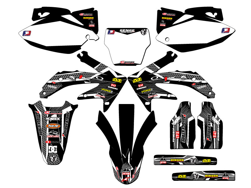 2005-2007 CRF 450 R PODIUM Black Senge Graphics Kit Compatible with Honda - Picture 5 of 10