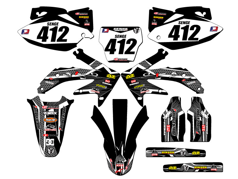 2005-2007 CRF 450 R PODIUM Black Senge Graphics Kit Compatible with Honda - Picture 8 of 10