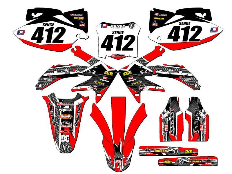 2008 CRF 450 R PODIUM Red Senge Graphics Kit Compatible with Honda - Picture 8 of 10
