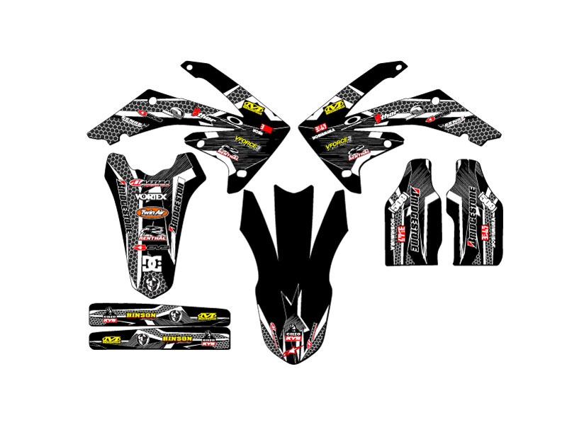 2009-2012 CRF 450 R PODIUM Black Senge Graphics Kit Compatible with Honda - Picture 2 of 10