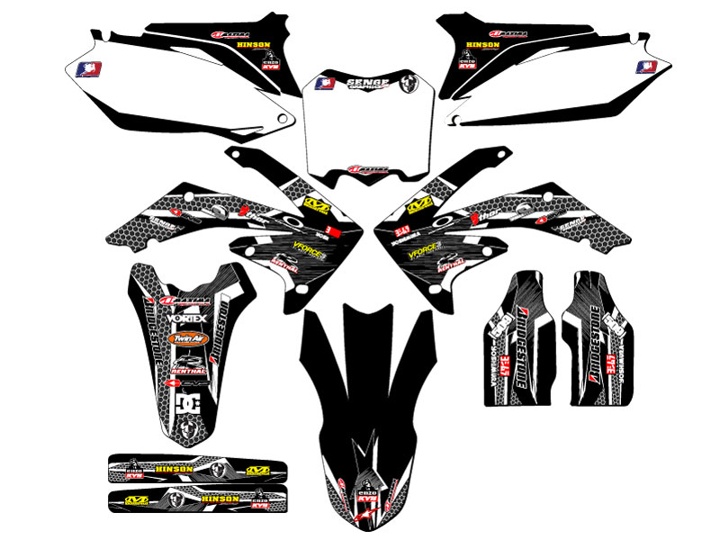 2009-2012 CRF 450 R PODIUM Black Senge Graphics Kit Compatible with Honda - Picture 5 of 10
