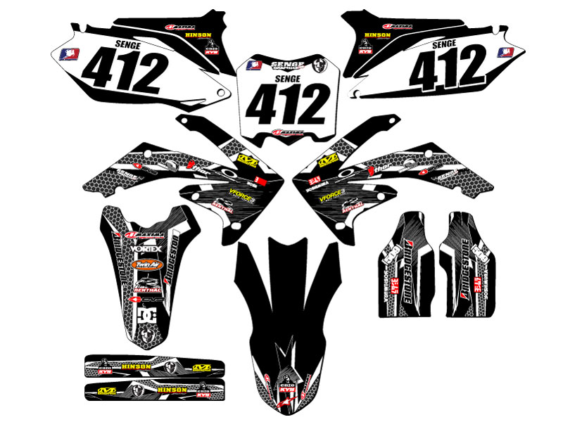 2009-2012 CRF 450 R PODIUM Black Senge Graphics Kit Compatible with Honda - Picture 8 of 10