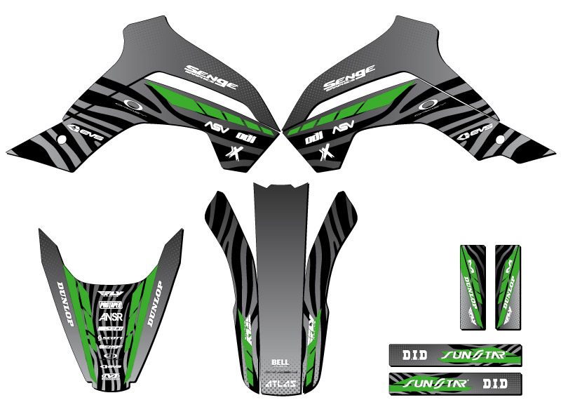 KLX 140 TIGRE 2019-2020 Black Senge kit de gráficos compatible con Kawasaki - Imagen 2 de 10