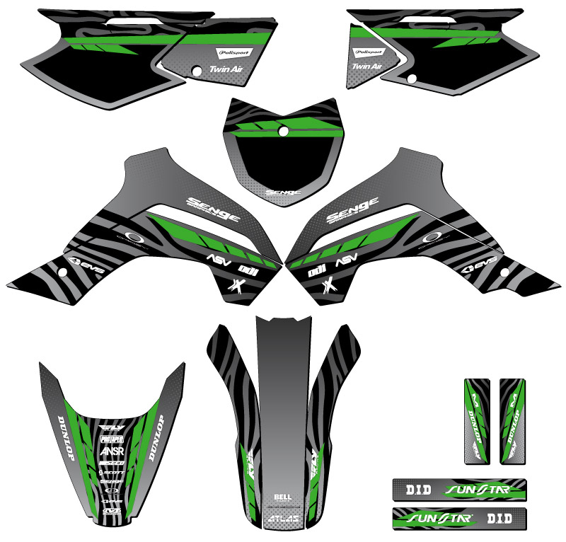 KLX 140 TIGRE 2019-2020 Black Senge kit de gráficos compatible con Kawasaki - Imagen 5 de 10