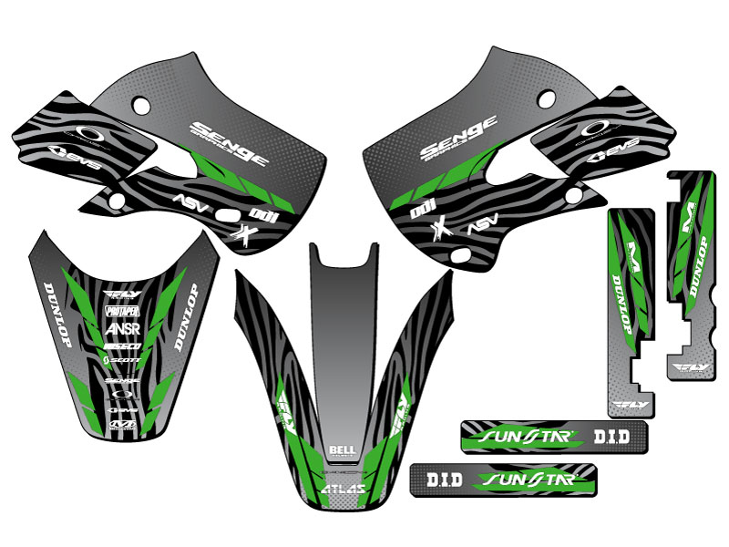 2002-2009 KLX 110 TIGRE Black Senge Graphics Kit Compatible with Kawasaki - Bild 2 von 10