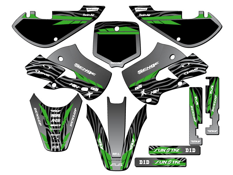 2002-2009 KLX 110 TIGRE Black Senge Graphics Kit Compatible with Kawasaki - Bild 5 von 10