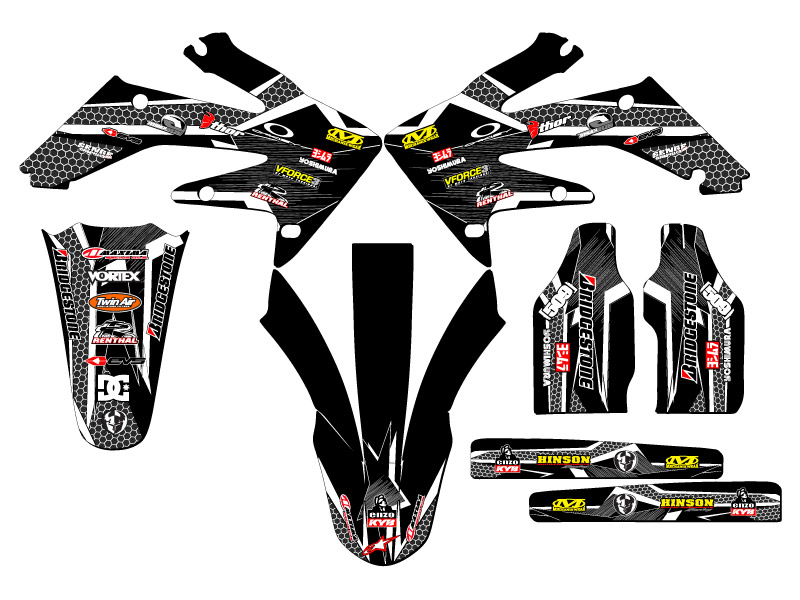 2004-2005 CRF 250 R PODIUM Black Senge kit de gráficos compatible con Honda - Imagen 2 de 10