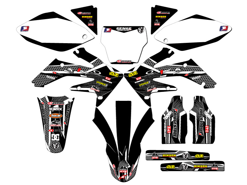 2004-2005 CRF 250 R PODIUM Black Senge kit de gráficos compatible con Honda - Imagen 5 de 10