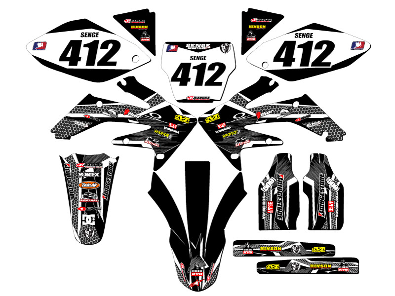 2004-2005 CRF 250 R PODIUM Black Senge kit de gráficos compatible con Honda - Imagen 8 de 10