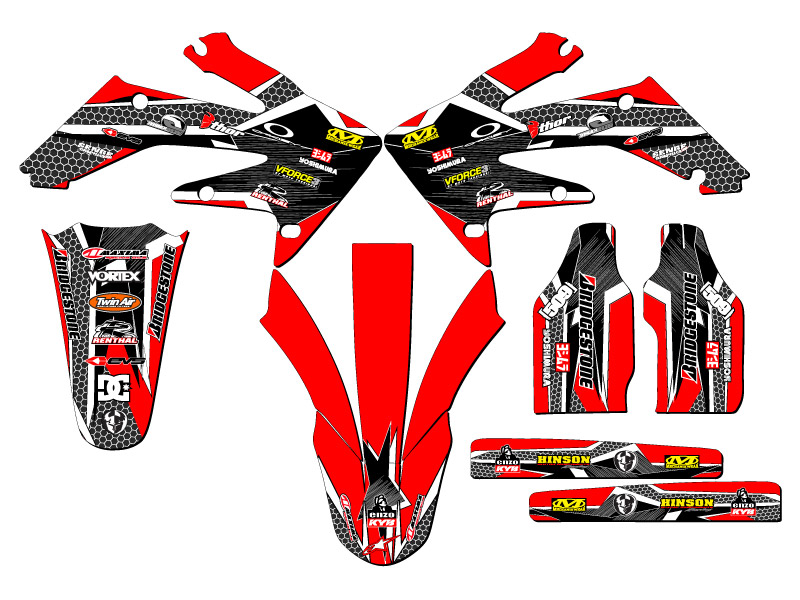 2004-2005 CRF 250 R PODIUM Red Senge Graphics Kit compatible con Honda - Imagen 2 de 10