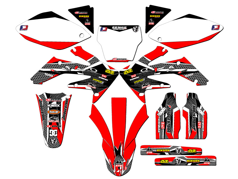 2004-2005 CRF 250 R PODIUM Red Senge Graphics Kit compatible con Honda - Imagen 5 de 10