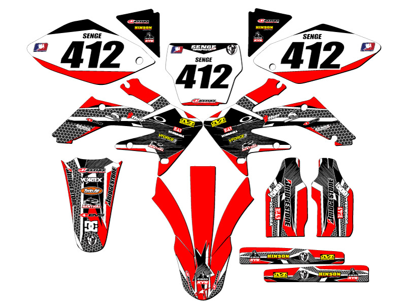 2004-2005 CRF 250 R PODIUM Red Senge Graphics Kit compatible con Honda - Imagen 8 de 10
