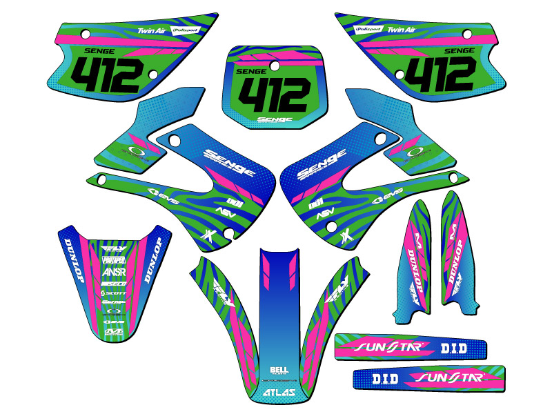 2001-2013 w/ UFO FENDERS KX 100 TIGRE Green Senge Graphics Kit Compatible with - Picture 8 of 10