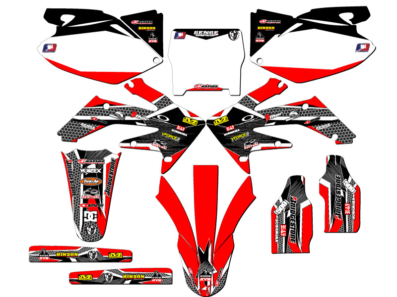 2006-2007 CRF 250 R PODIUM Red Senge Graphics Kit Compatible with Honda - Foto 5 di 10