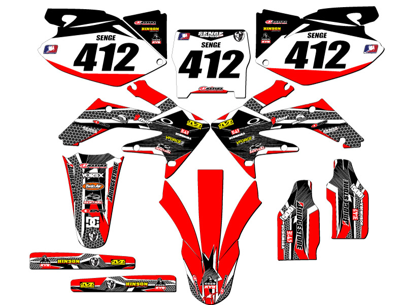 2006-2007 CRF 250 R PODIUM Red Senge Graphics Kit Compatible with Honda - Foto 8 di 10