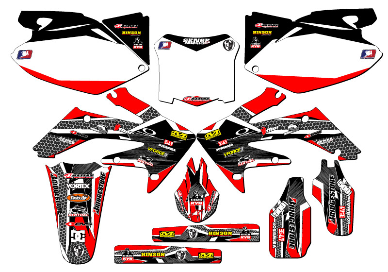 2008-2009 CRF 250 R PODIUM Red Senge Graphics Kit Compatible with Honda - Picture 5 of 10