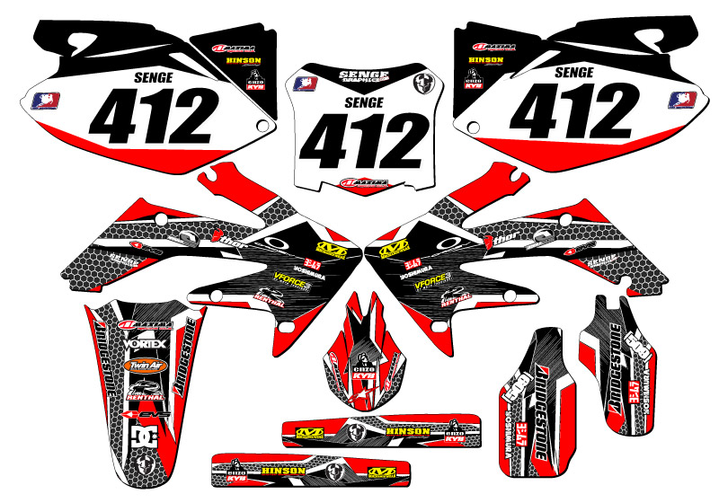 2008-2009 CRF 250 R PODIUM Red Senge Graphics Kit Compatible with Honda - Picture 8 of 10
