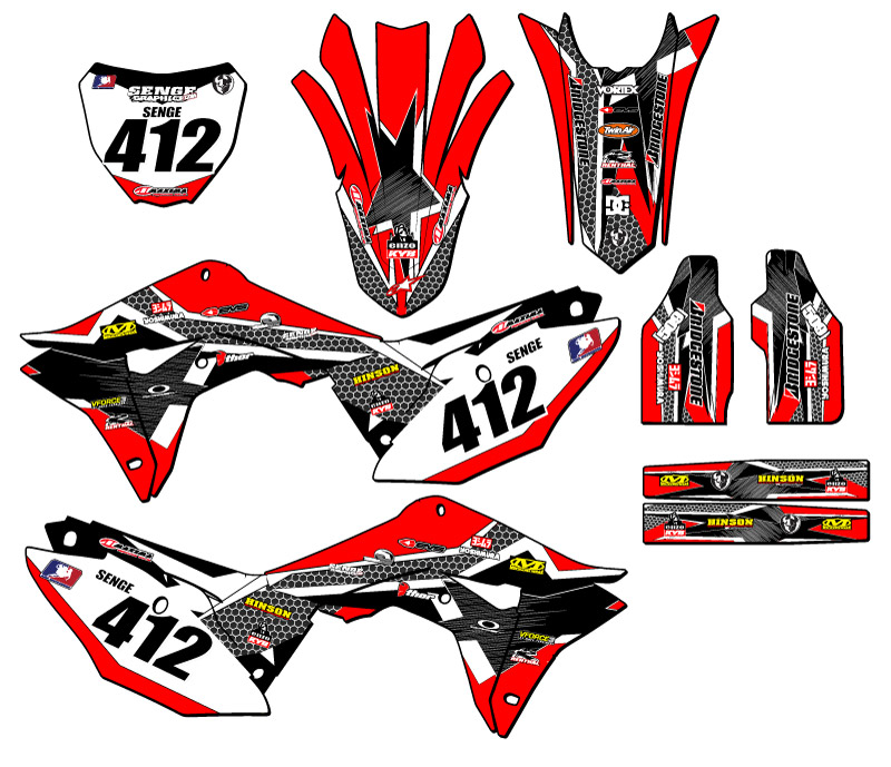 CRF 250 R 2018 PODIUM Red Senge kit de gráficos compatible con Honda - Imagen 8 de 10