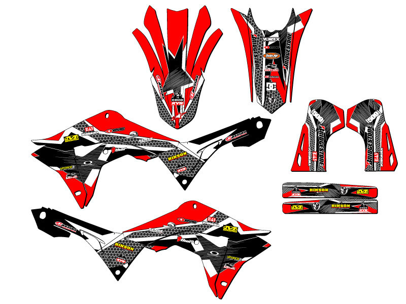 Kit de gráficos Senge Red Senge 2019-2021 CRF 250 R podium compatible con Honda - Imagen 2 de 10