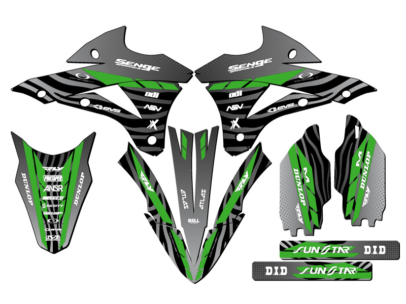 2014-2021 KX 85 TIGRE Black Senge Graphics Kit Compatible with Kawasaki