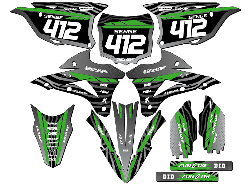2014-2021 KX 85 TIGRE Black Senge kit de gráficos compatible con Kawasaki - Imagen 8 de 10