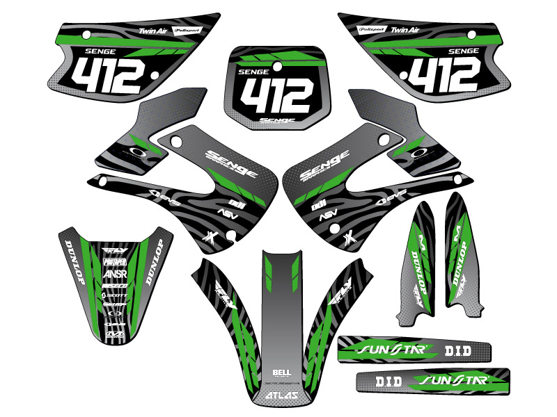 KX 85 TIGRE 2001-2013 Black Senge kit de gráficos compatible con Kawasaki - Imagen 8 de 10