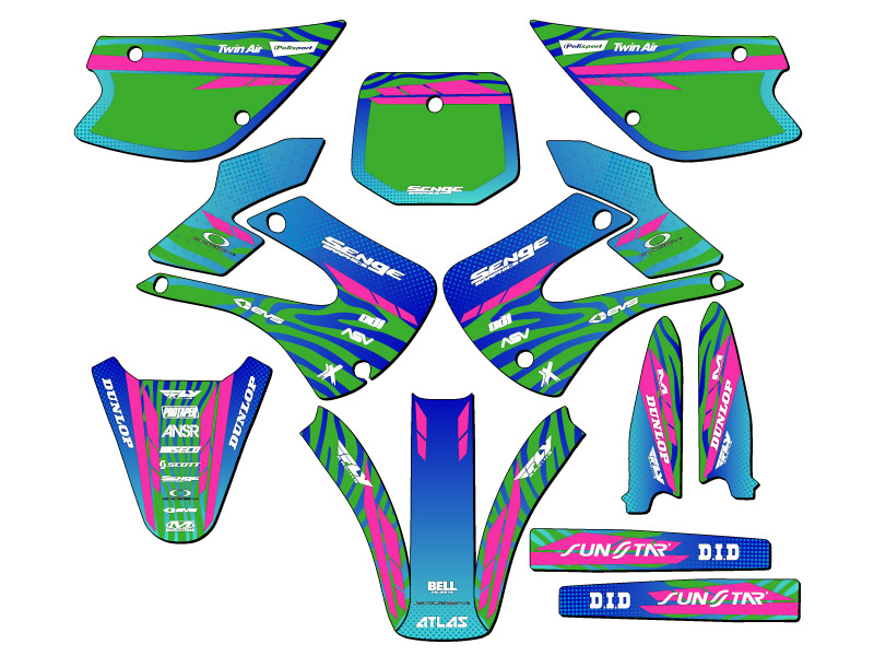 Kit de gráficos KX 85 TIGRE 2001-2013 verde Senge compatible con Kawasaki - Imagen 5 de 10