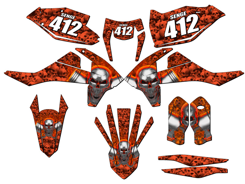 XC-W 2017-2019 Flaming Gearhead Orange Senge Kit de gráficos compatible con KTM - Imagen 8 de 10