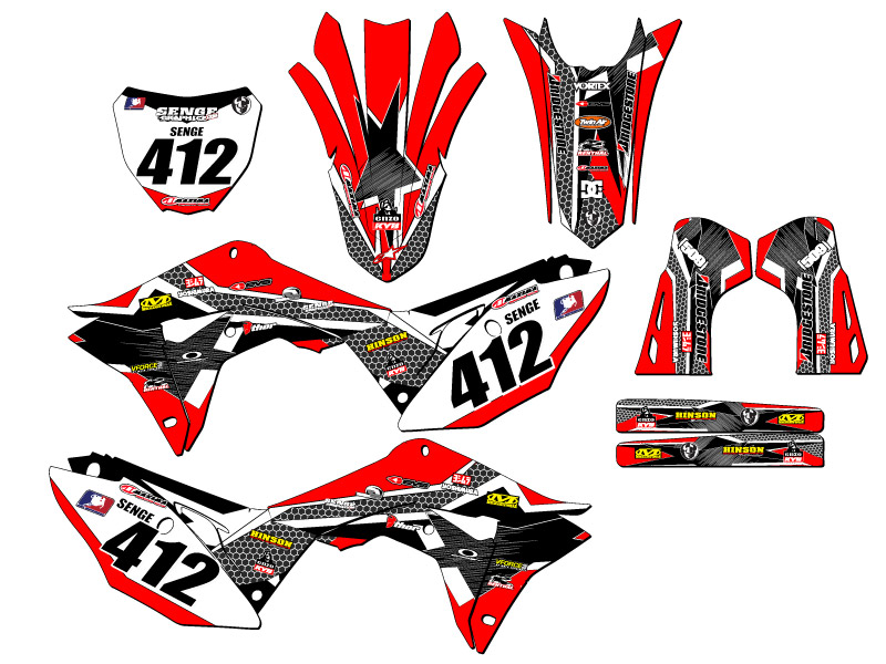 Kit de gráficos Senge Red Senge 2019-2021 CRF 250 R podium compatible con Honda - Imagen 8 de 10