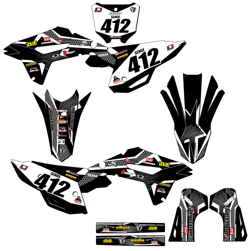 2022-2023 CRF 250 R PODIUM Black Senge Graphics Kit Compatible with Honda - Picture 8 of 10
