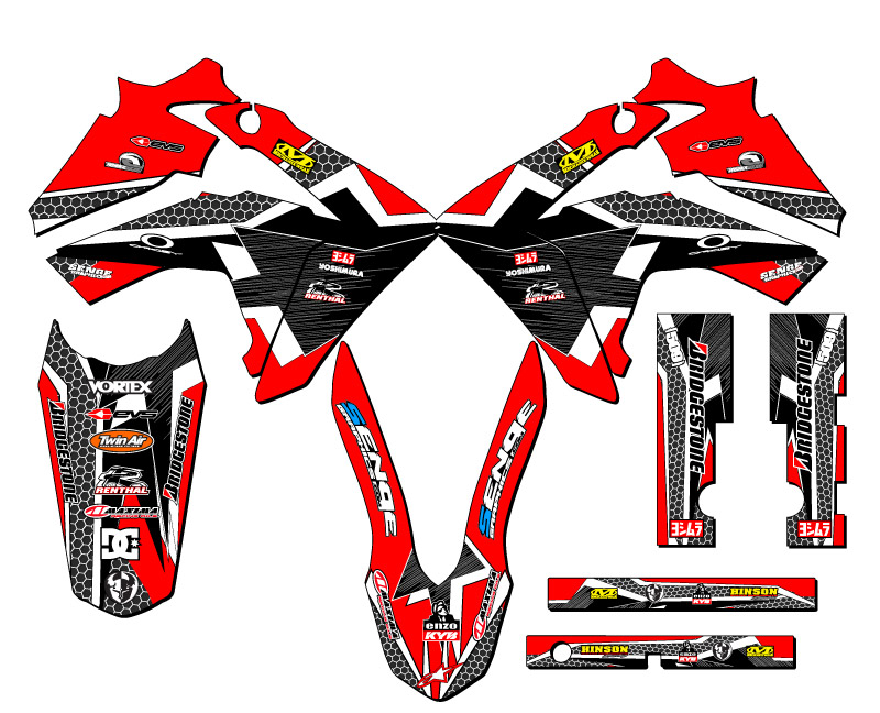 2013-2018 CRF 125 PODIUM Red Senge Graphics Kit Compatible with Honda - Picture 2 of 10