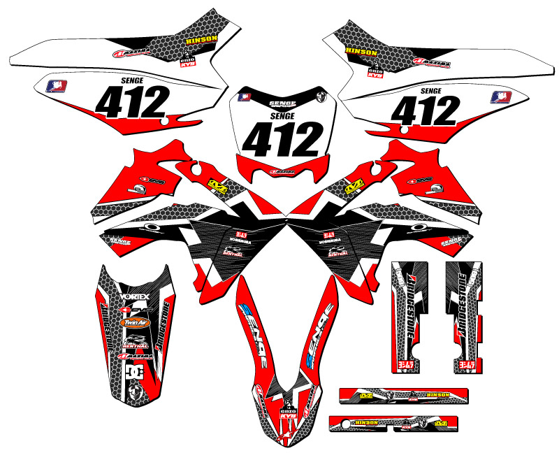 2013-2018 CRF 125 PODIUM Red Senge Graphics Kit Compatible with Honda - Picture 8 of 10